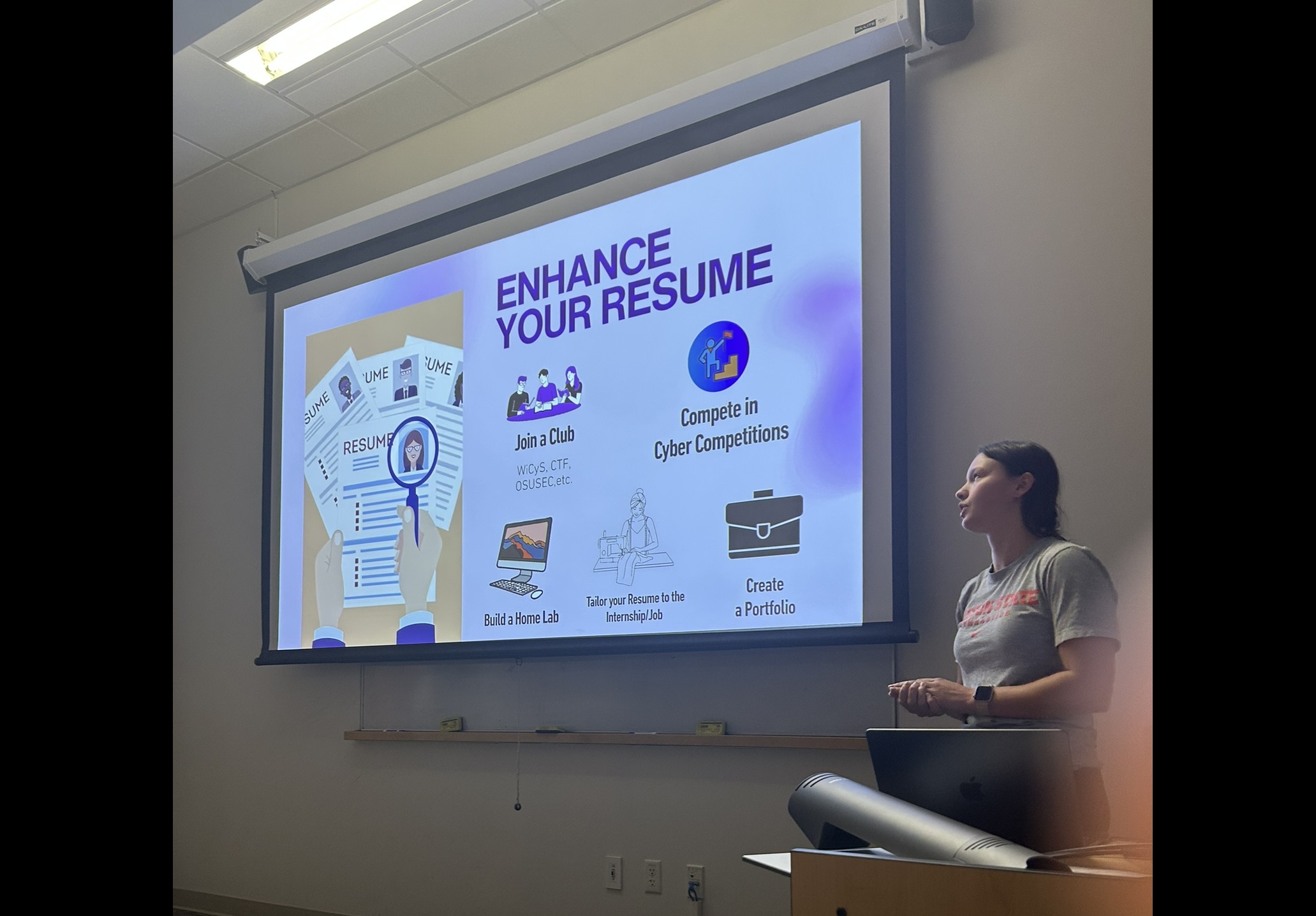 President Jackie Presenting Internship Insights